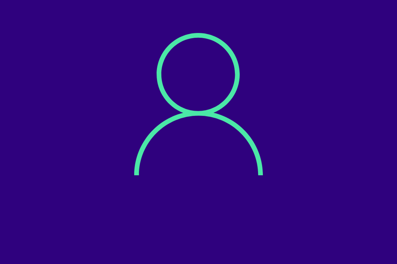Icon representing a person, prominently featured on a purple background.