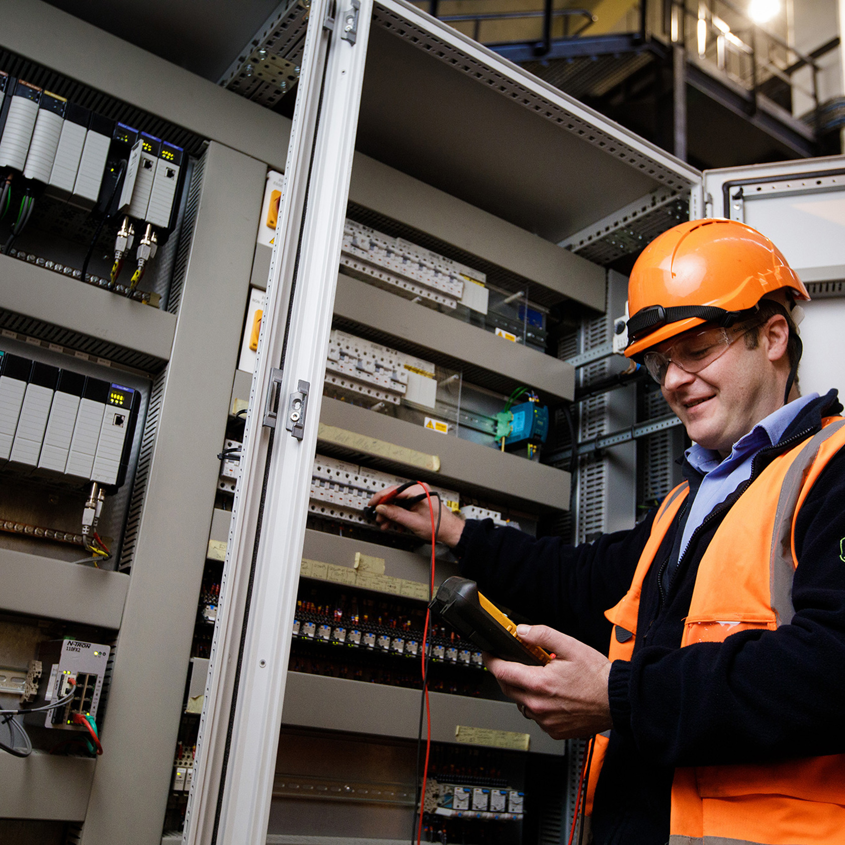 Peter Jelley tests fuses at the La Collete powerstation.