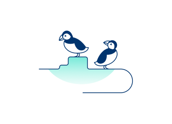 Illustration of puffins