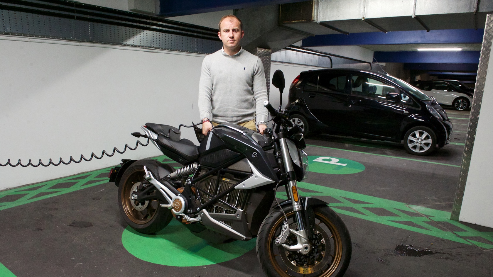 Dan Charging Electric Motorbike at the Powerhouse