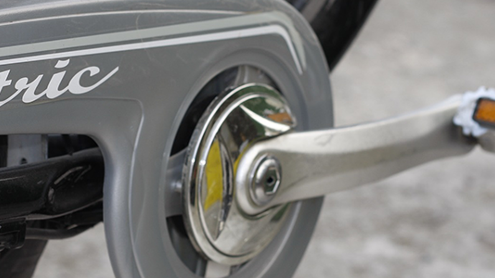 Close up of an electric bikes pedal